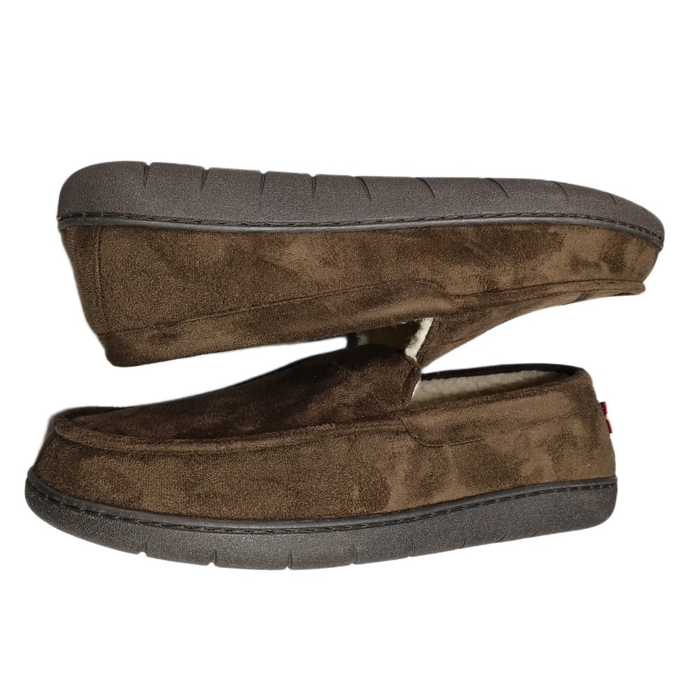 Levi's Fields Microsuede Slippers Mens US XXL (13) Brown Faux Fur Lined Moc Toe